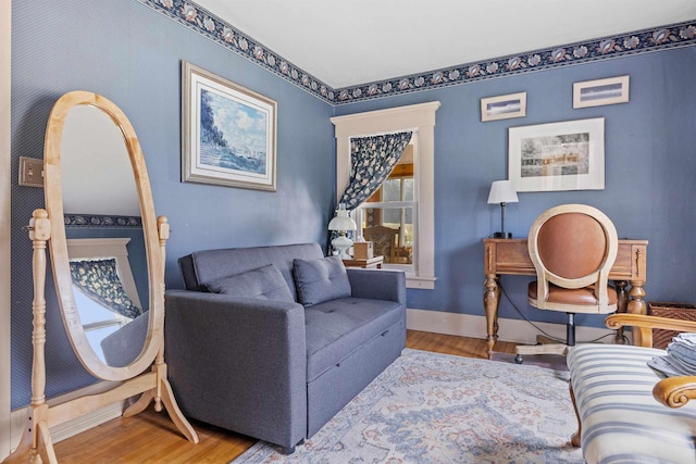 living room with hardwood / wood-style flooring