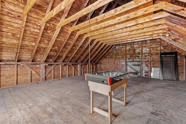 view of unfinished attic