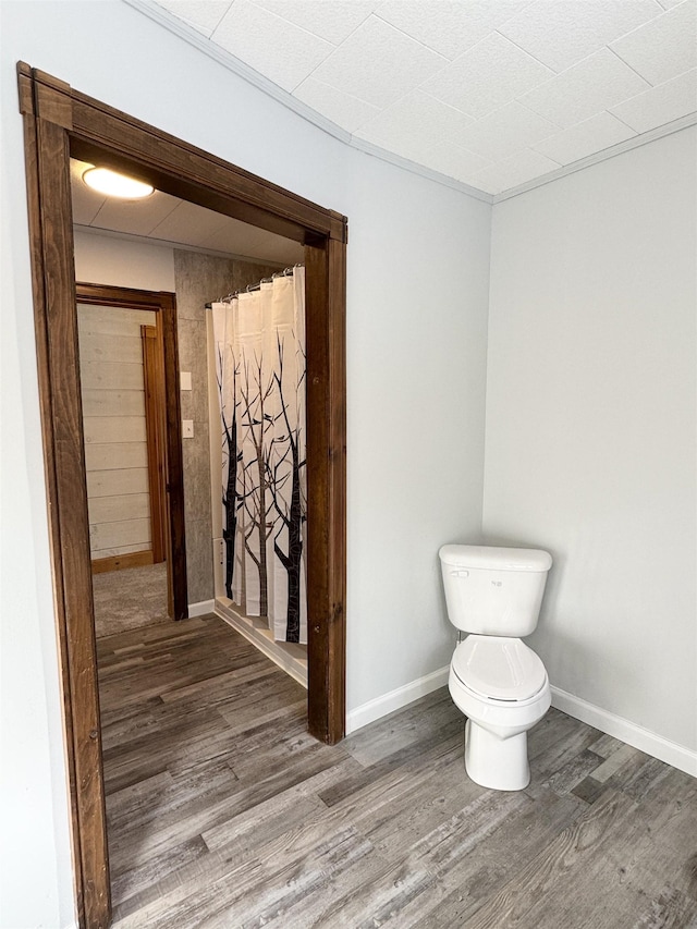 bathroom featuring hardwood / wood-style floors and toilet