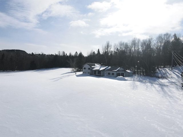 view of yard layered in snow