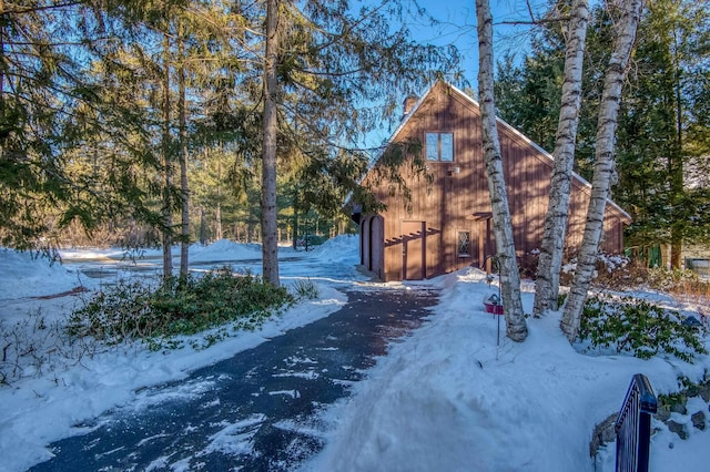 view of snow covered property