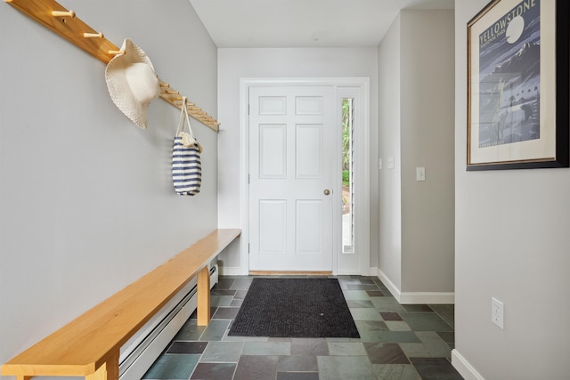 mudroom featuring baseboard heating