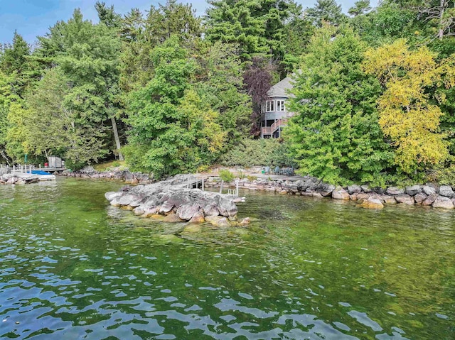 view of yard with a water view