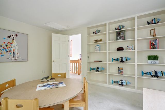 dining area with carpet flooring