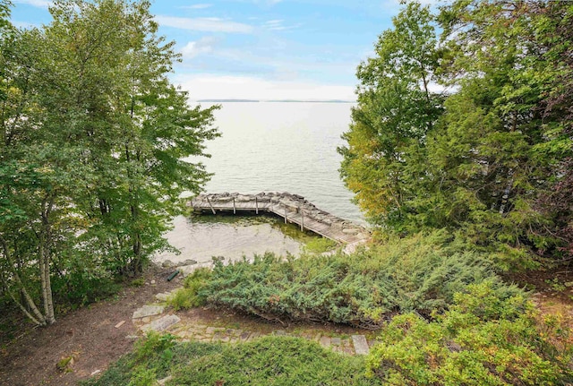 view of water feature featuring a dock