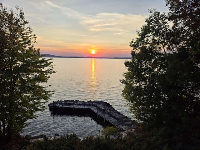 property view of water featuring a dock