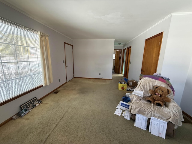 interior space featuring crown molding