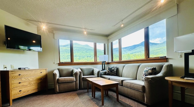 sunroom featuring a mountain view