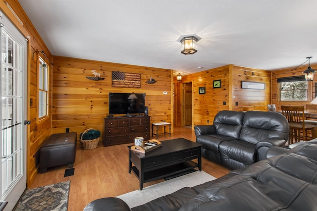 living room with light wood-type flooring