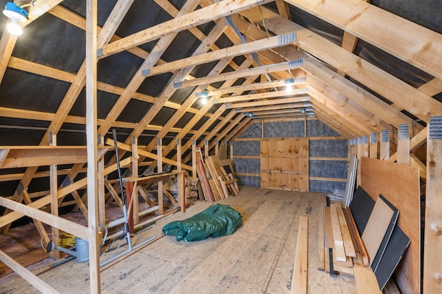 view of unfinished attic