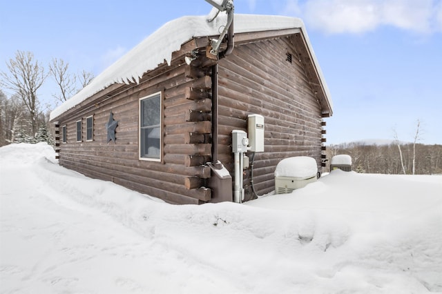 view of snow covered exterior