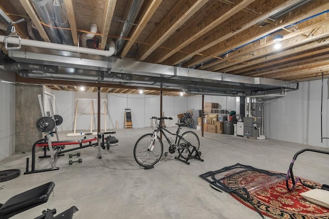 basement featuring heating unit