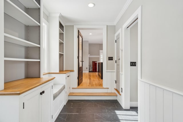 interior space featuring ornamental molding