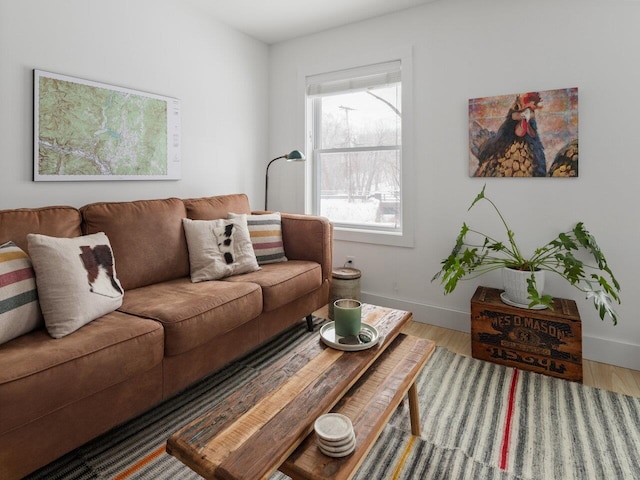 living room with hardwood / wood-style floors