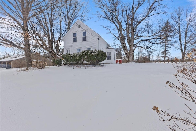 view of snow covered exterior