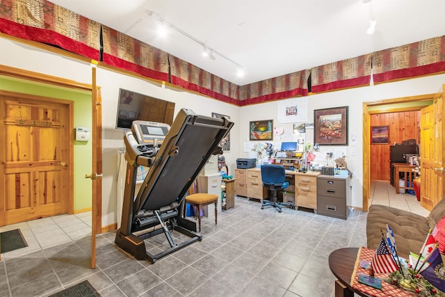 view of tiled home office