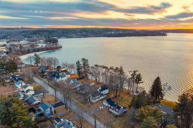 44 Winnicoash St, Laconia, NH 03246 - aerial view at dusk featuring a water view