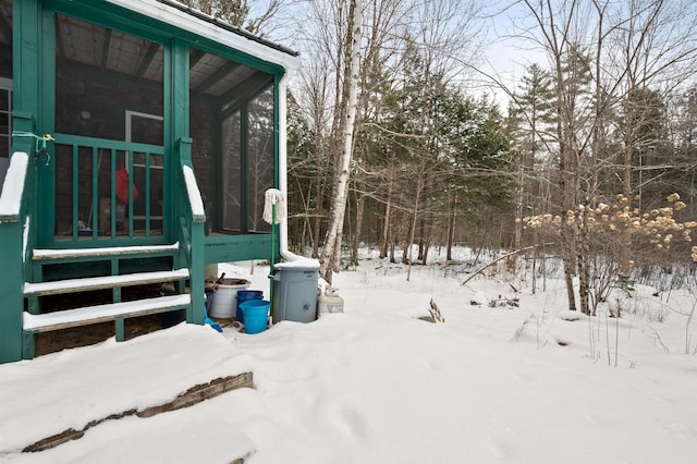 view of yard covered in snow