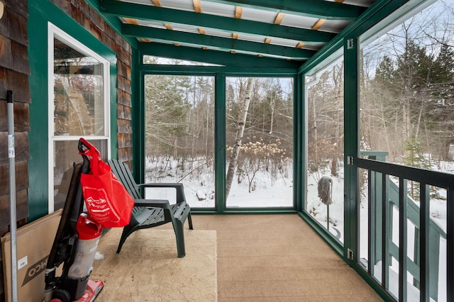 view of unfurnished sunroom