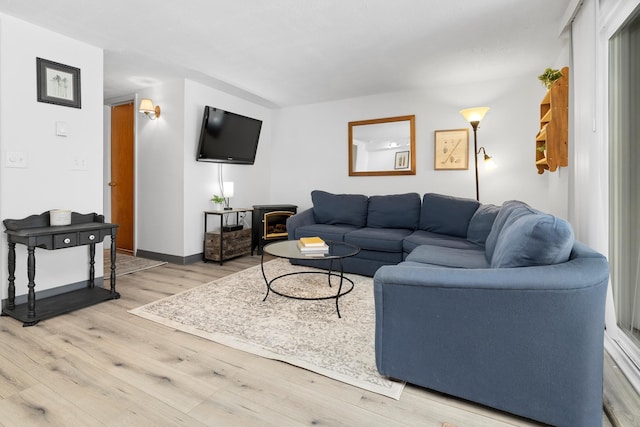 living room featuring light wood-type flooring