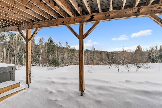 view of yard covered in snow