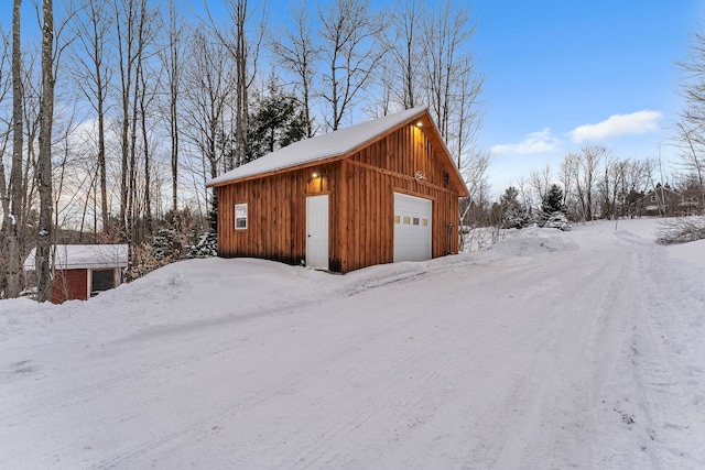 exterior space featuring a garage