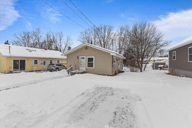 view of snow covered property