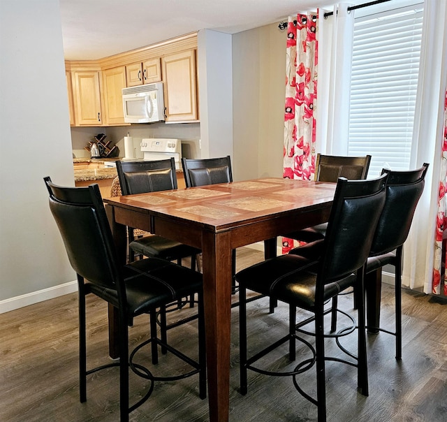 dining space featuring dark hardwood / wood-style flooring