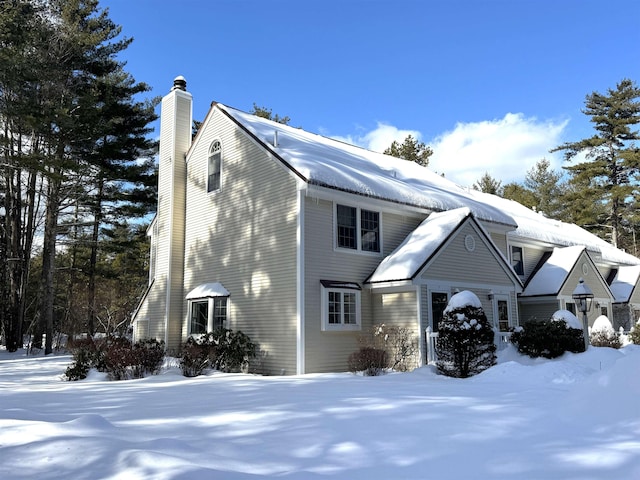 view of snow covered exterior