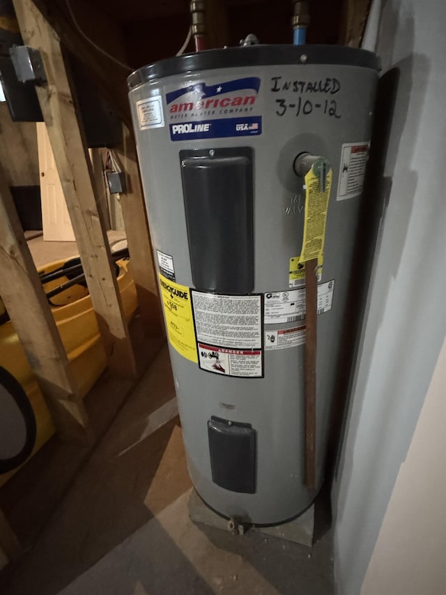 utility room with electric water heater