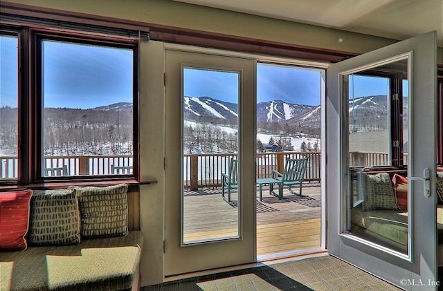 entryway with a mountain view