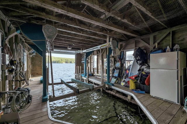 view of dock featuring a water view