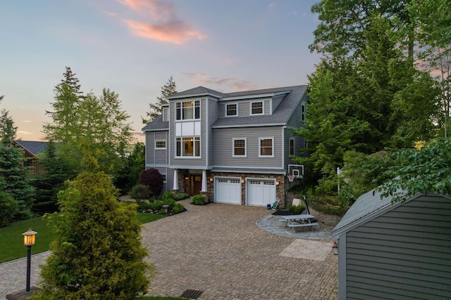 view of front of house with a garage