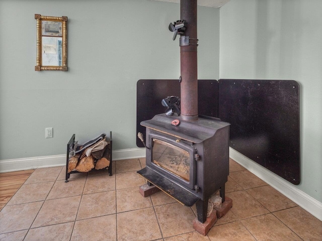 details featuring a wood stove