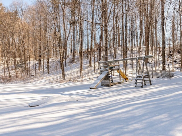 view of snow covered playground