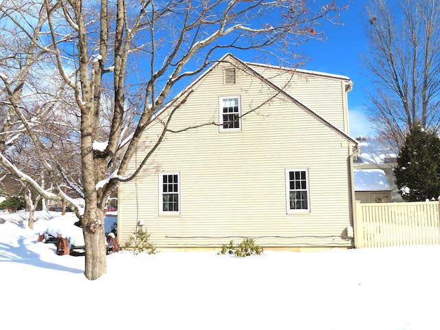 view of snow covered exterior