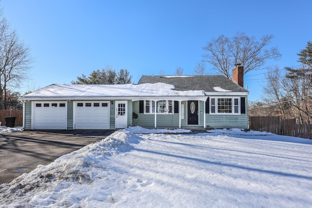 single story home with a garage