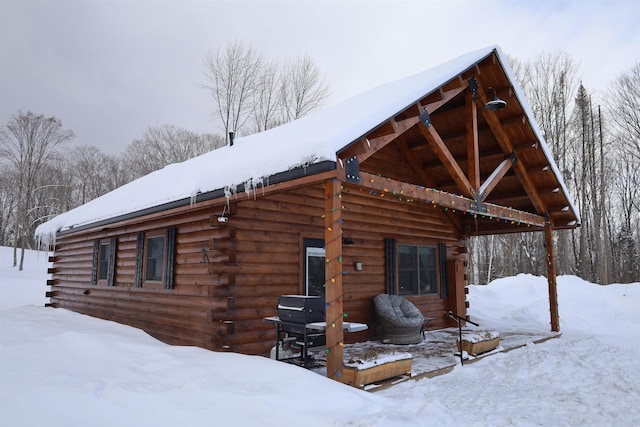 view of snow covered exterior