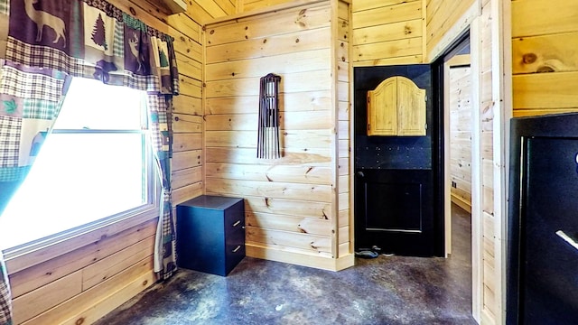 interior space with wooden walls