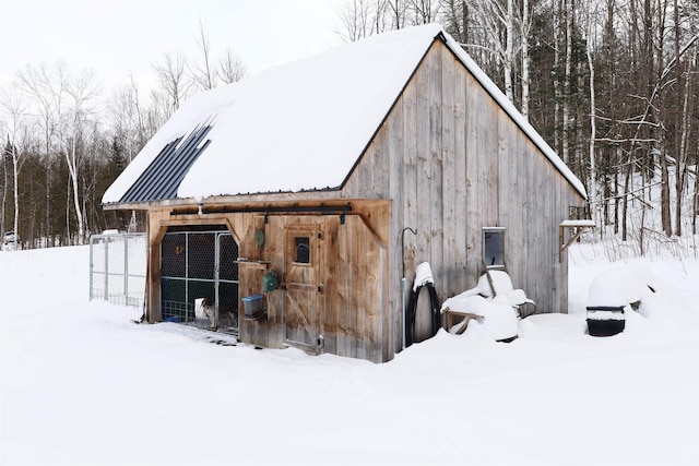 view of snow covered structure