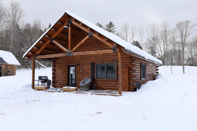 view of log home