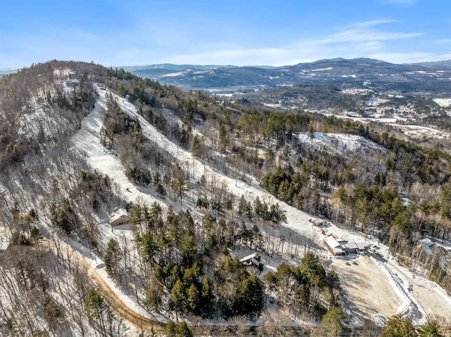 bird's eye view with a mountain view