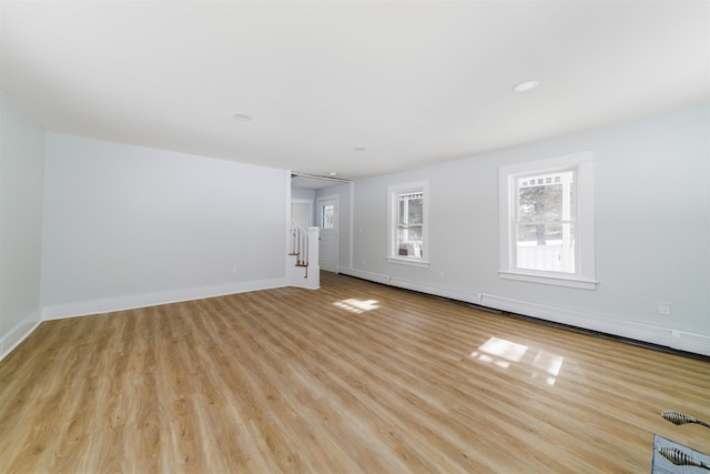 unfurnished living room featuring light hardwood / wood-style floors