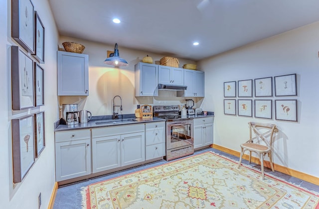 kitchen featuring sink and stainless steel electric range oven