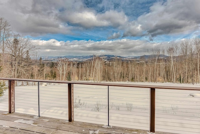 deck featuring a mountain view