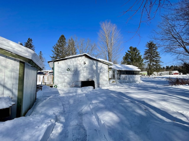 view of snow covered exterior