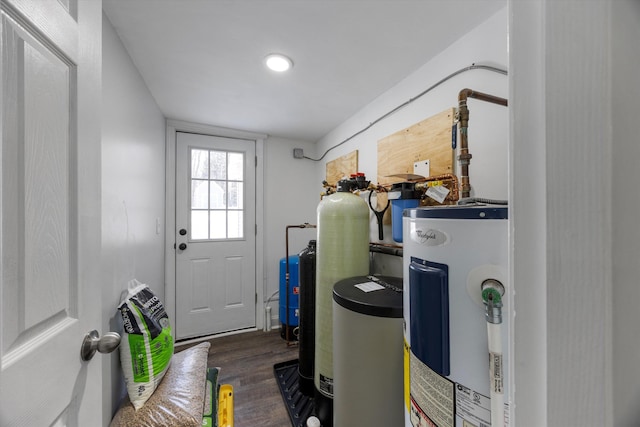 utility room with water heater