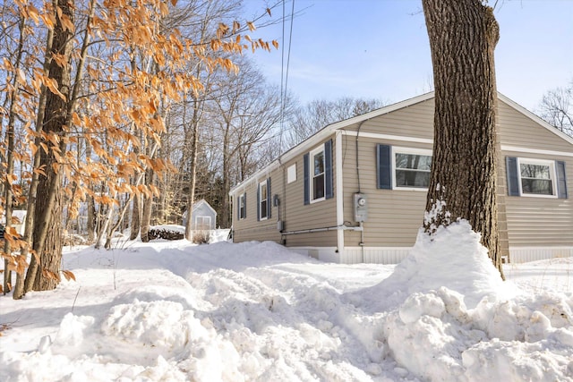 view of snowy exterior