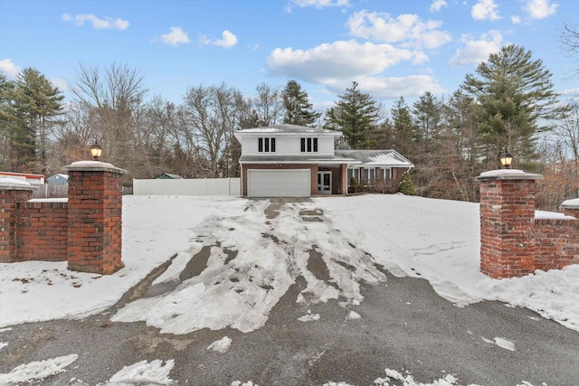 exterior space with a garage