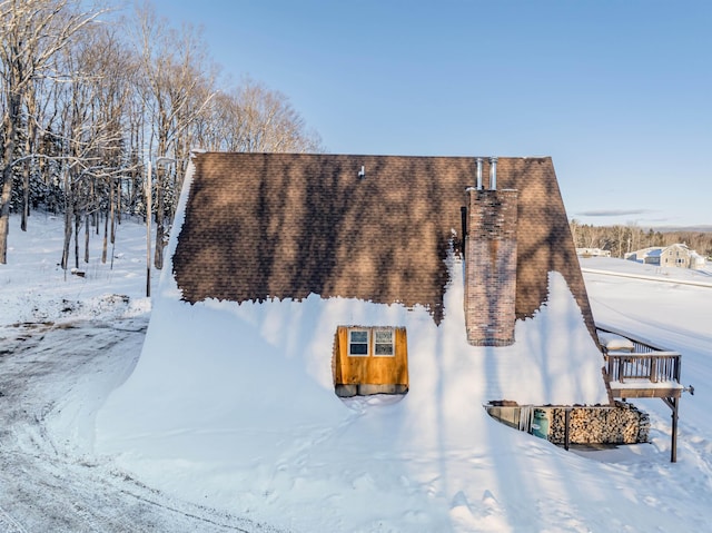 view of snow covered exterior